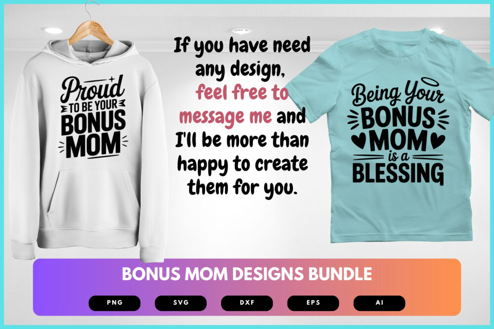 Bonus Mom SVG Bundle | Stepmom Quotes, Mother's Day Clipart , Silhouette Cut Files for Cricut & Sublimation - Image 8