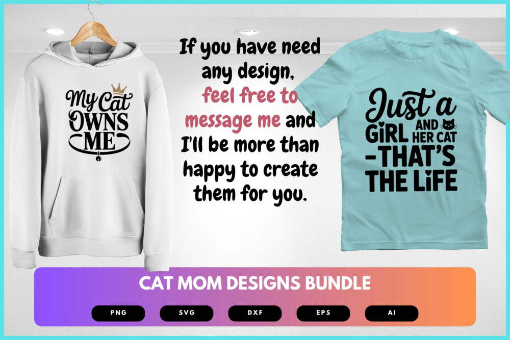 Cat Mom SVG Bundle | Funny Pet Quotes, Kitty Clipart , Silhouette Cut Files for Cricut & Sublimation - Image 8