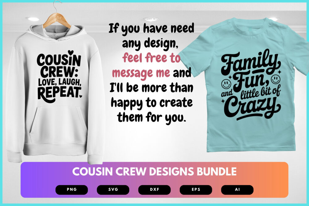 Cousin Crew SVG Bundle | Family Quotes, Matching Cousin Clipart , Silhouette Cut Files for Cricut & Sublimation - Image 8