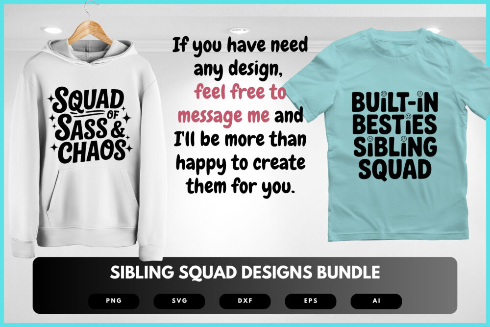 Sibling Squad SVG Bundle | Funny Sibling Quotes, Family Clipart , Silhouette Cut Files for Cricut & Sublimation - Image 8