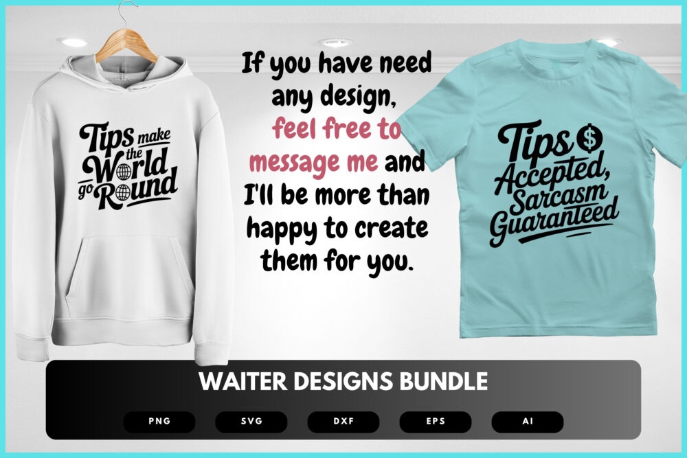 Waiter SVG Bundle | Restaurant Service Clipart, Waitstaff Quote Cut Files for Cricut & Sublimation - Image 8