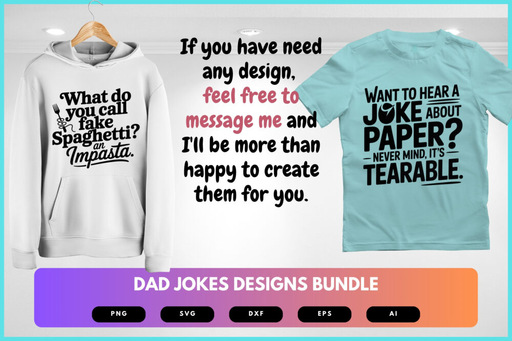 Dad Jokes SVG Bundle | Funny Dad Quotes Clipart, Pun Silhouette Cut Files for Cricut & Sublimation - Image 8