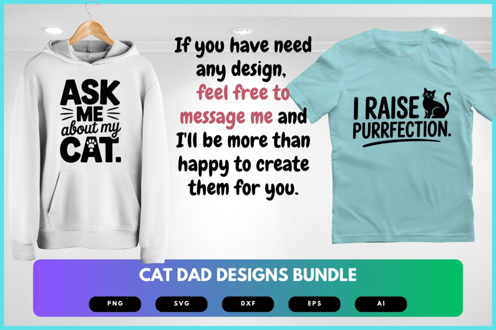 Cat Dad SVG Bundle | Funny Cat Lover Clipart, Pet Silhouette Cut Files for Cricut & Sublimation - Image 8