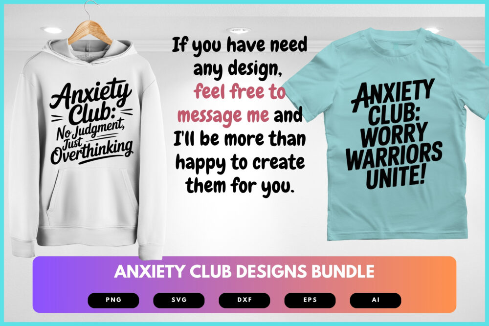Anxiety Club SVG Bundle | Mental Health Humor Cut Files for Cricut, Sublimation & Printable Designs - Image 8