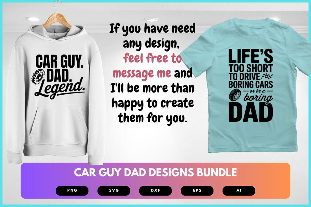 Car Guy Dad SVG Bundle | Garage Mechanic Clipart, Muscle Car Silhouette Cut Files for Cricut & Sublimation - Image 8