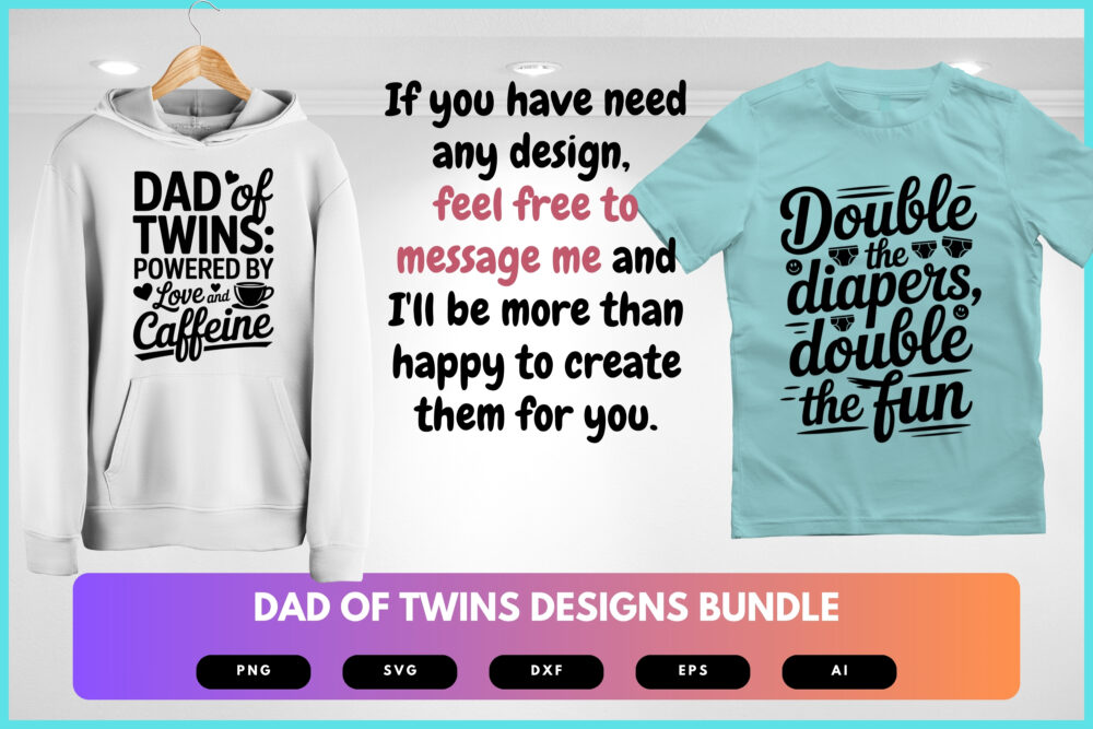 Dad of Twins SVG Bundle | Fatherhood Clipart, Twin Dad Silhouette Cut Files for Cricut & Sublimation - Image 8