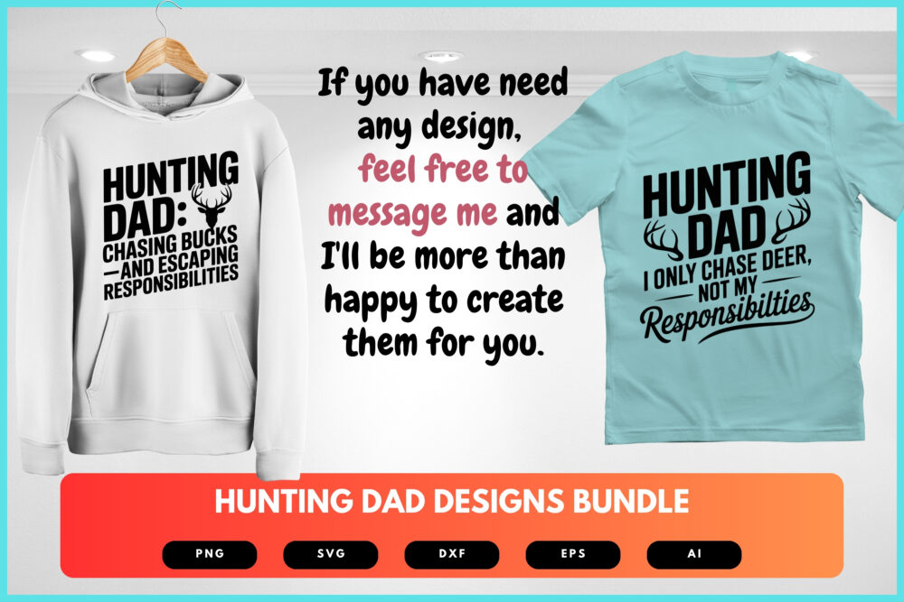 Hunting Dad SVG Bundle | Deer Antler Clipart, Outdoorsman Silhouette Cut Files for Cricut & Sublimation - Image 8