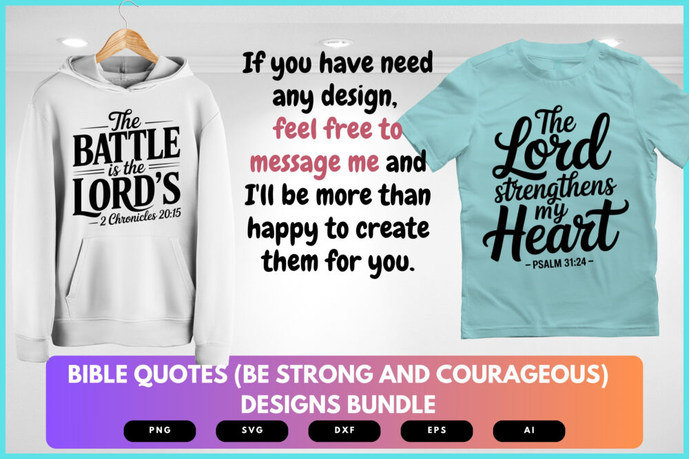 Be Strong and Courageous SVG Bundle | Bible Verse Cut Files, Christian Motivational Scripture Designs for Cricut & Sublimation - Image 9