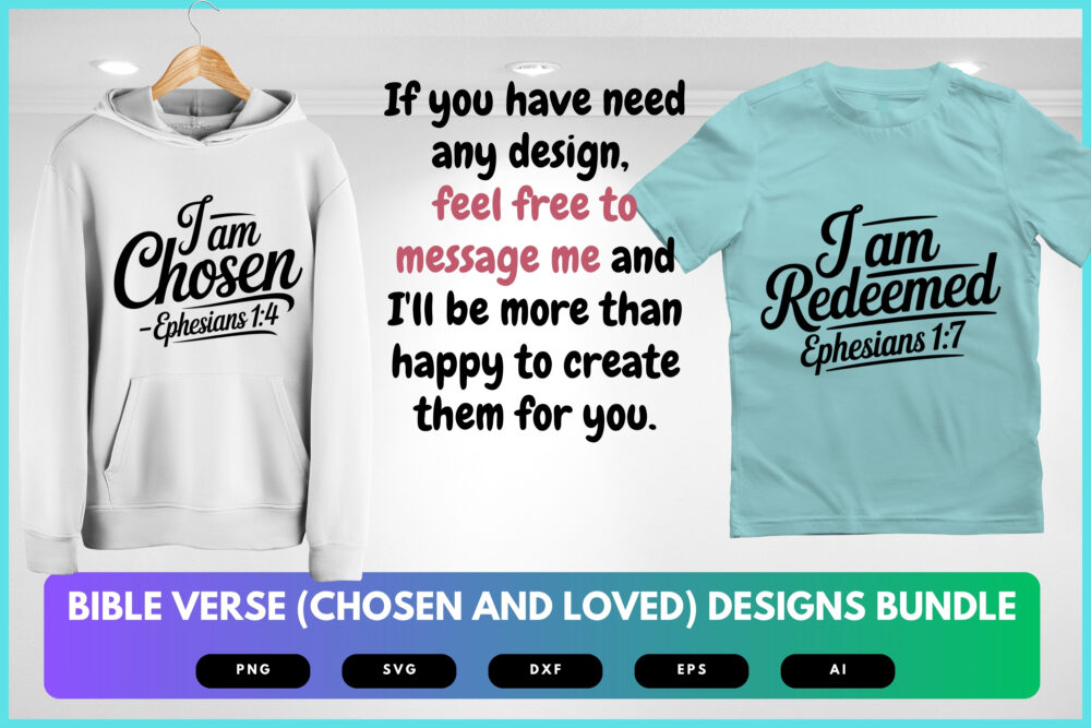 Chosen and Loved SVG Bundle | Bible Verse Cut Files, Christian Affirmation Designs for Cricut & Sublimation - Image 8