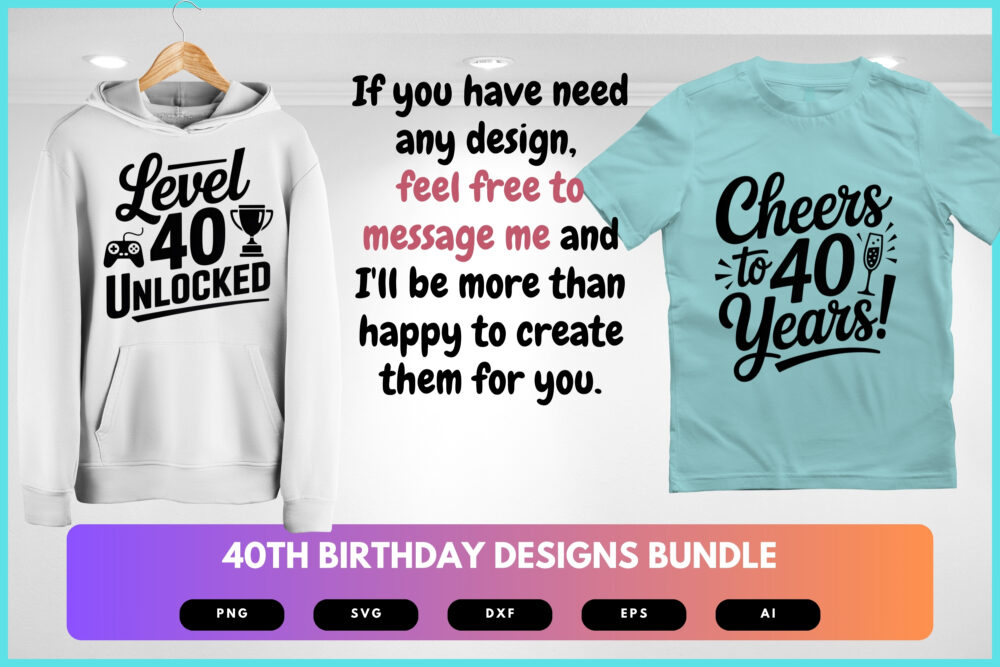40th Birthday SVG Bundle | Funny Forty Clipart, Milestone Birthday Cut Files for Cricut & Sublimation - Image 8