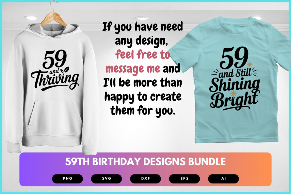 59th Birthday SVG Bundle | Funny Fifty-Nine Clipart, Milestone Birthday Cut Files for Cricut & Sublimation - Image 8