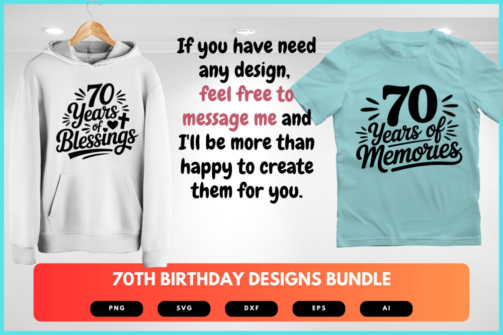 70th Birthday SVG Bundle | Funny Seventy Clipart, Milestone Birthday Cut Files for Cricut & Sublimation - Image 8