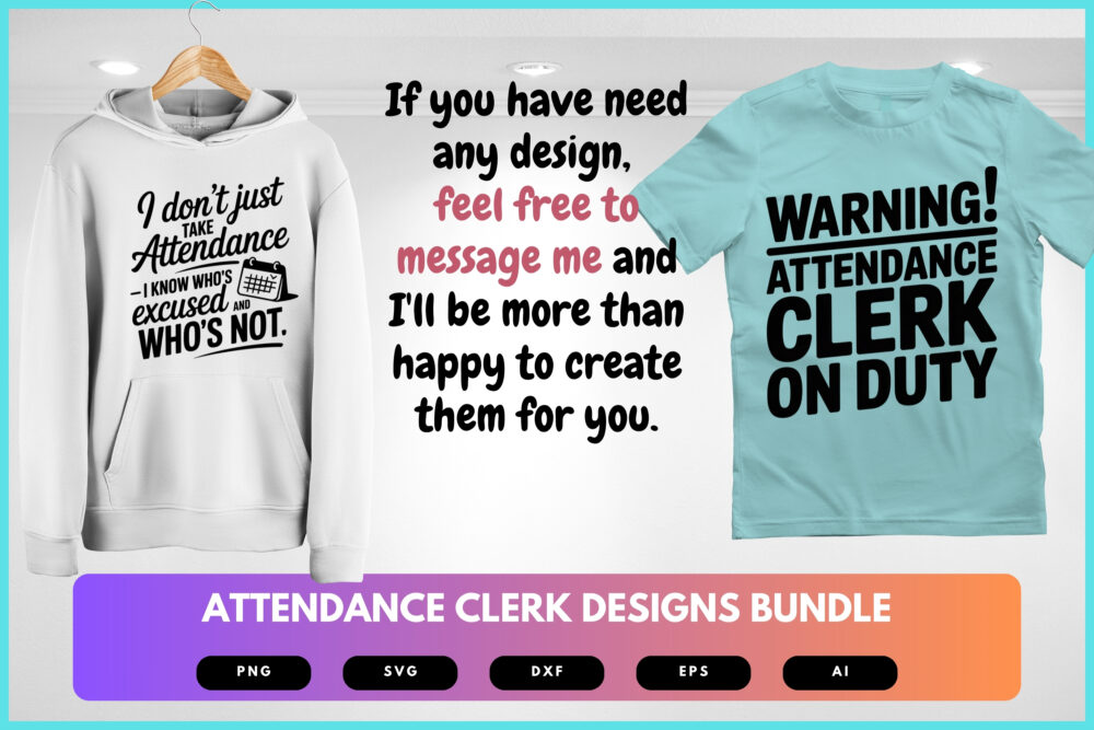 Attendance Clerk SVG Bundle | School Office Clipart, Staff Silhouette Cut Files for Cricut & Sublimation - Image 8