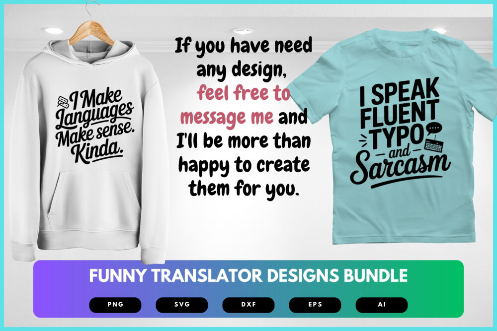 Translator SVG Bundle | Funny Language Shirt Designs, Interpreter Clipart , Silhouette Cut Files for Cricut & Sublimation - Image 8