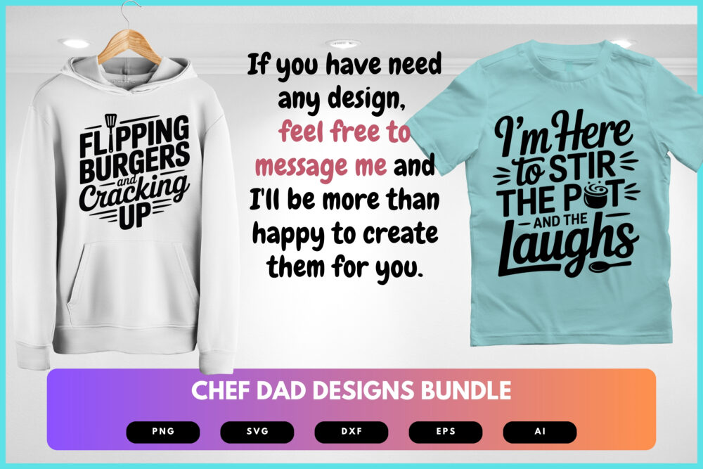 Chef Dad SVG Bundle | Cooking Clipart, Funny Kitchen Silhouette Cut Files for Cricut & Sublimation - Image 8