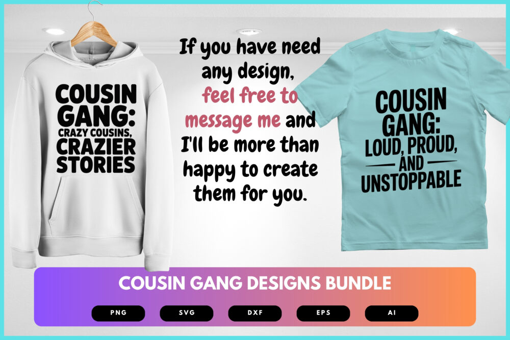 Cousin Gang SVG Bundle | Family Matching Clipart, Cousin Reunion Silhouette Cut Files for Cricut & Sublimation - Image 8
