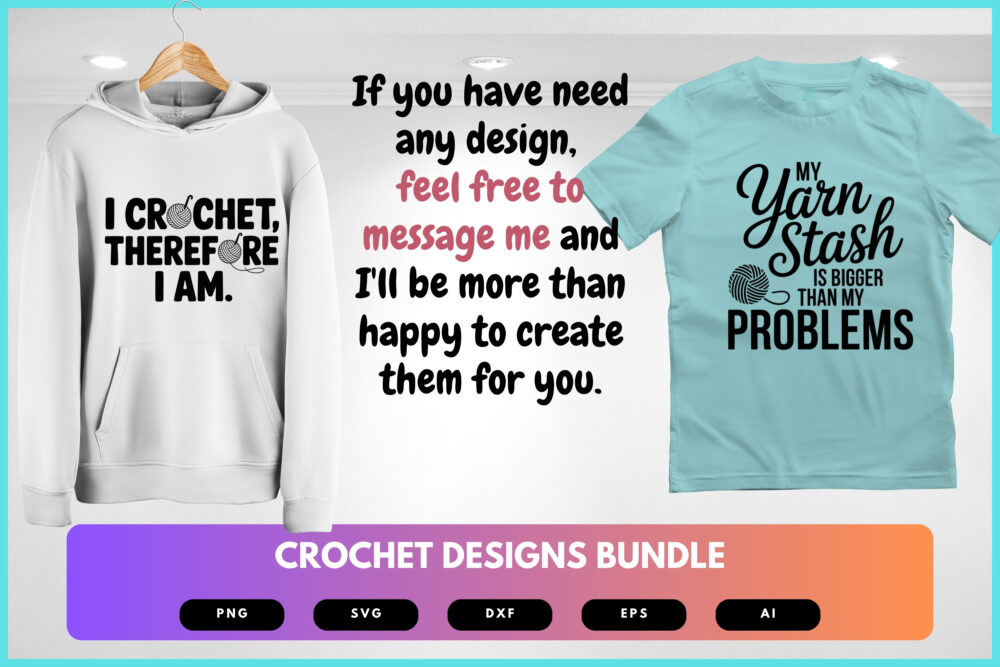 Crochet SVG Bundle | Funny Crochet Quotes , Yarn Lover Cut Files for Cricut & Sublimation - Image 8