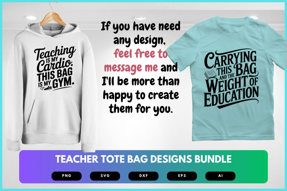 Teacher Tote Bag SVG Bundle | Education Quotes , School Life Cut Files for Cricut & Sublimation - Image 7