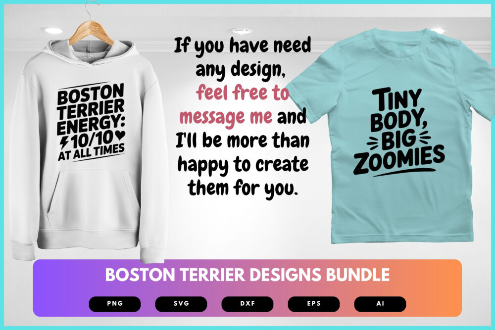 Boston Terrier SVG Bundle | Dog Clipart, Funny Pet Silhouette Cut Files for Cricut & Sublimation - Image 7