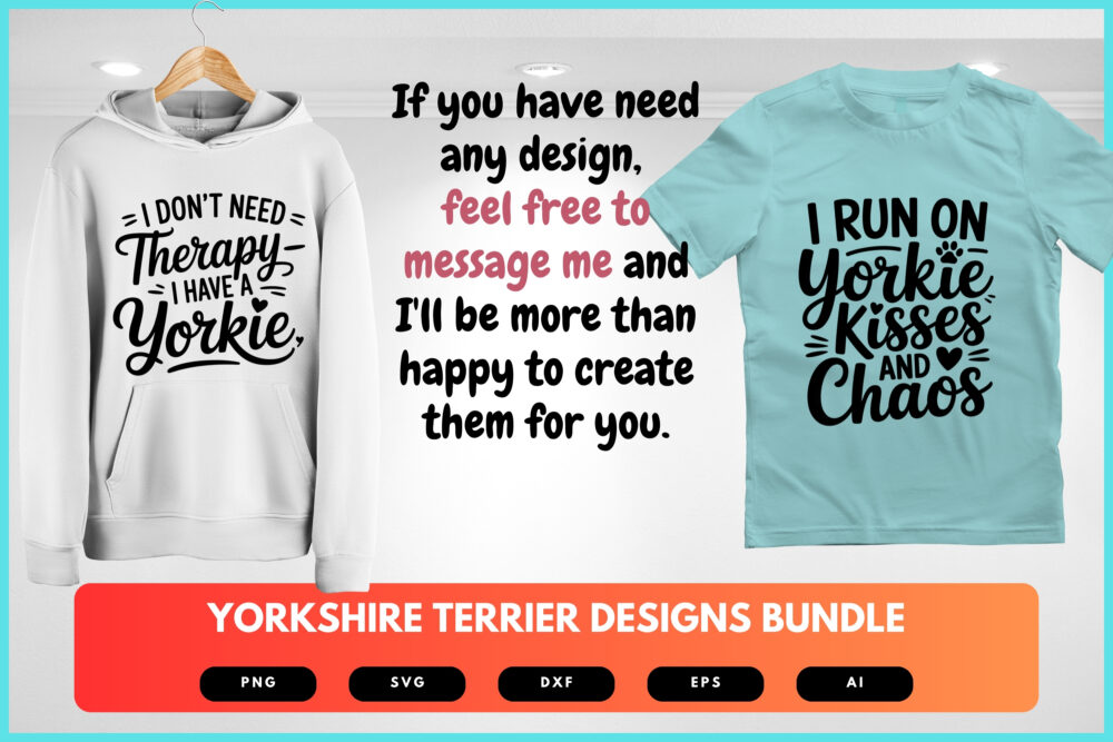 Yorkshire Terrier SVG Bundle | Cute Dog Clipart, Small Breed Pet Silhouette Cut Files for Cricut & Sublimation - Image 7