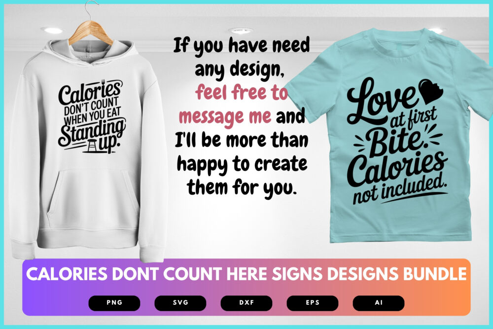 Calories Don’t Count Here SVG Bundle | Funny Kitchen Sign Cut Files for Cricut, Cafe Wall Decor Clipart, Food Quote Designs - Image 8