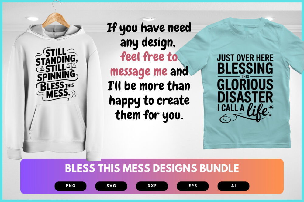 Bless This Mess SVG Bundle | Funny Home Quote Cut Files for Cricut, Sublimation & Farmhouse Decor - Image 8