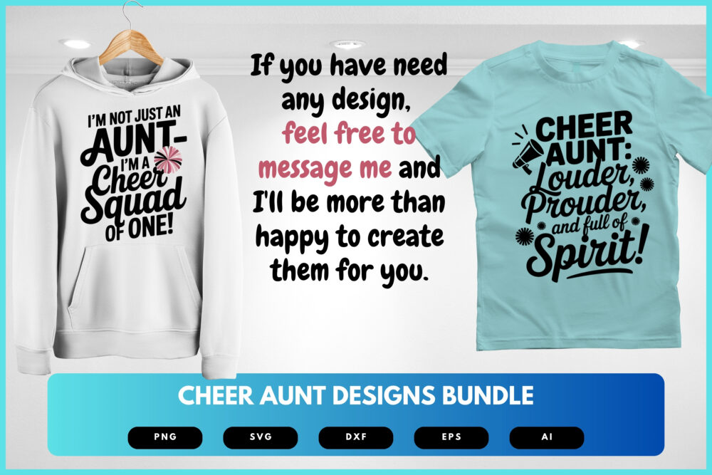 Cheer Aunt SVG Bundle | Cheerleading Clipart, Quotes & Spirit Cut Files for Cricut, Sublimation, Pom Pom Designs - Image 7