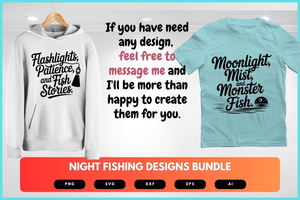 Night Fishing SVG Bundle | Moonlight Angler Cut Files for Cricut, Sublimation & Freshwater Apparel - Image 8