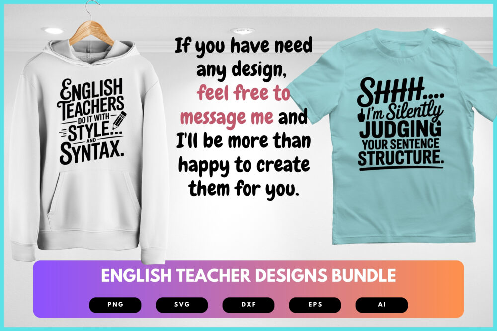 English Teacher SVG Bundle | Grammar Quotes, Literature Clipart and Classroom Cut Files for Cricut & Sublimation - Image 7