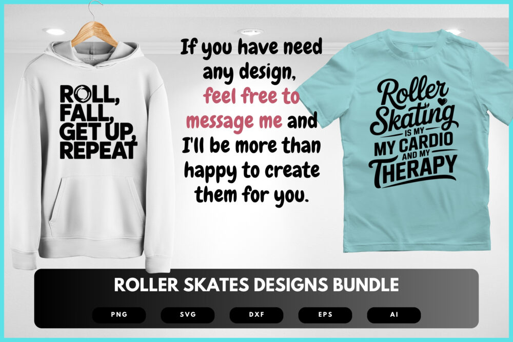 Roller Skates SVG Bundle | Retro Skating Quotes, Skater Girl Clipart and Roller Derby Cut Files for Cricut & Sublimation - Image 7