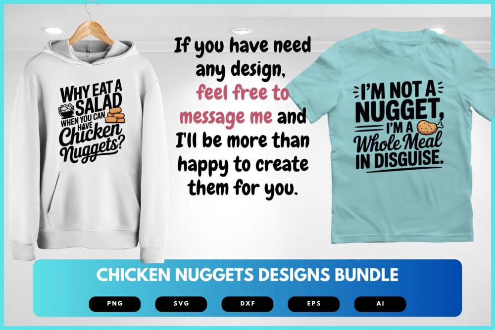 Chicken Nugget SVG Bundle | Funny Food Clipart, Fast Food Silhouette Cut Files for Cricut & Sublimation - Image 7