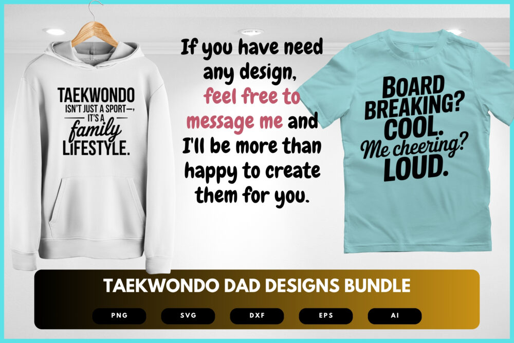Taekwondo Dad SVG Bundle | Martial Arts Clipart, Father Silhouette Cut Files for Cricut & Sublimation - Image 7