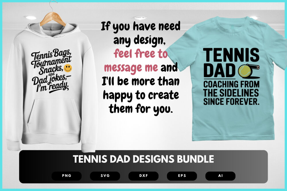 Tennis Dad SVG Bundle | Sports Clipart, Funny Father Silhouette Cut Files for Cricut & Sublimation - Image 7