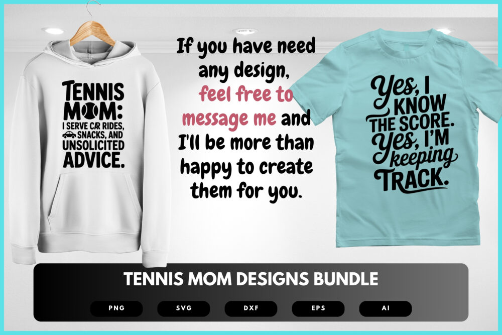 Tennis Mom SVG Bundle | Sports Clipart, Proud Mother Silhouette Cut Files for Cricut & Sublimation - Image 7