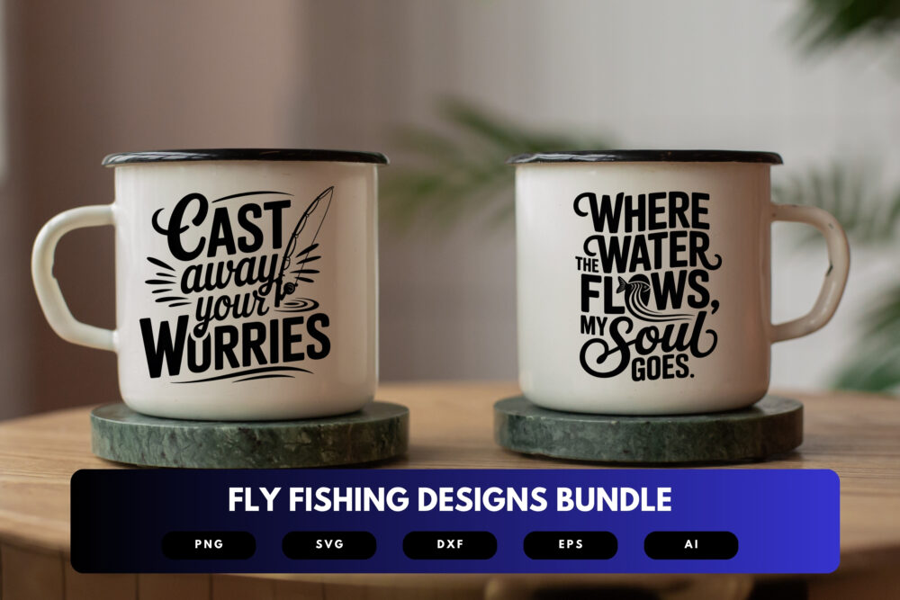 Fly Fishing SVG Bundle | Angler Clipart, Trout Silhouette Cut Files for Cricut & Sublimation - Image 6