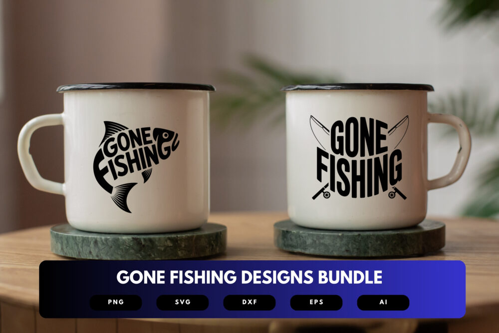 Gone Fishing SVG Bundle | Fishing Quote Clipart, Angler Silhouette Cut Files for Cricut & Sublimation - Image 6
