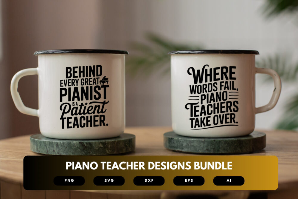Piano Teacher SVG Bundle | Music Quote Clipart, Keyboard Silhouette Cut Files for Cricut & Sublimation - Image 6