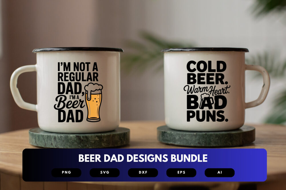 Beer Dad SVG Bundle | Funny Father’s Day Clipart, Beer Mug Silhouette Cut Files for Cricut & Sublimation - Image 6