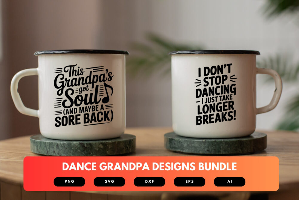 Dance Grandpa SVG Bundle | Funny Grandpa Dancing Clipart, Senior Silhouette Cut Files for Cricut & Sublimation - Image 7