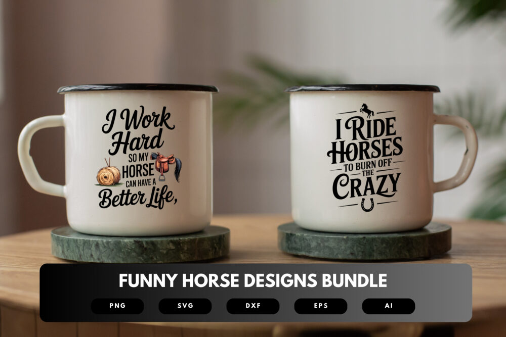 Funny Horse SVG Bundle | Equestrian Quotes, Farm Animal Clipart Cut Files for Cricut & Sublimation - Image 7