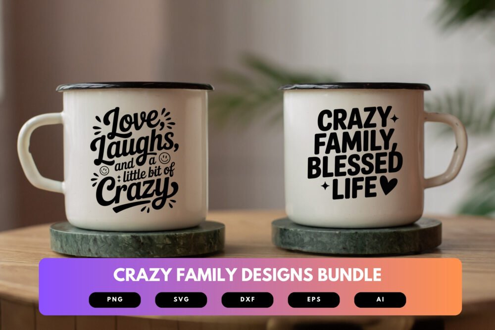 Crazy Family SVG Bundle | Funny Family Quotes, Matching Clipart , Silhouette Cut Files for Cricut & Sublimation - Image 7