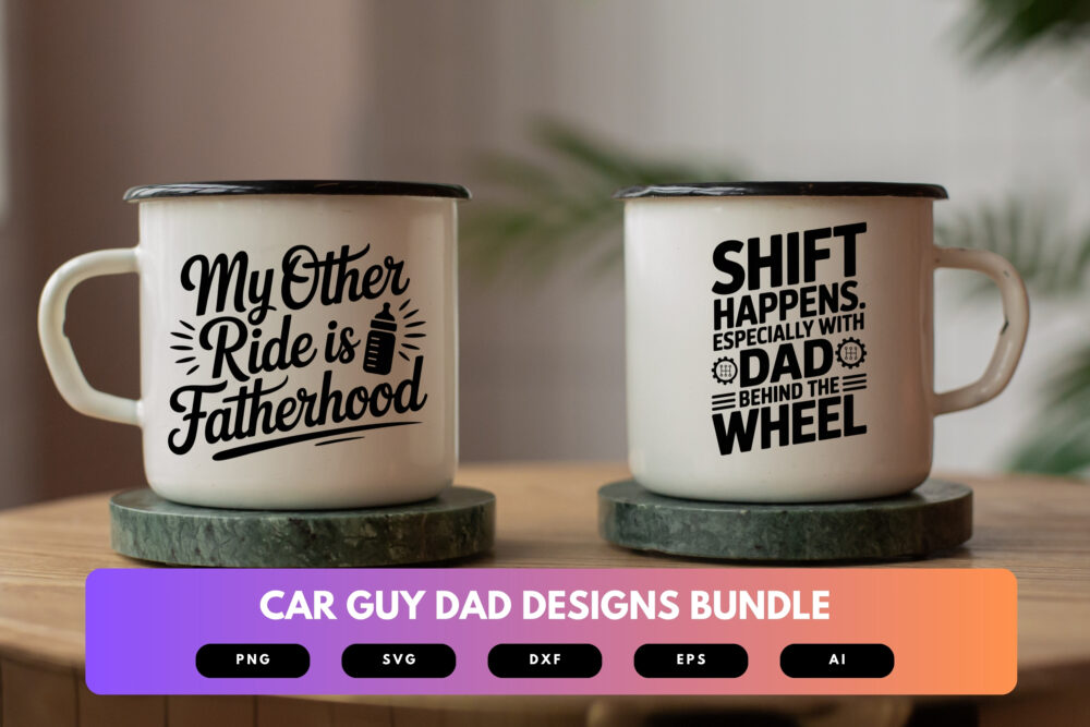 Car Guy Dad SVG Bundle | Garage Mechanic Clipart, Muscle Car Silhouette Cut Files for Cricut & Sublimation - Image 7