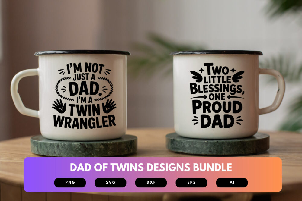 Dad of Twins SVG Bundle | Fatherhood Clipart, Twin Dad Silhouette Cut Files for Cricut & Sublimation - Image 7