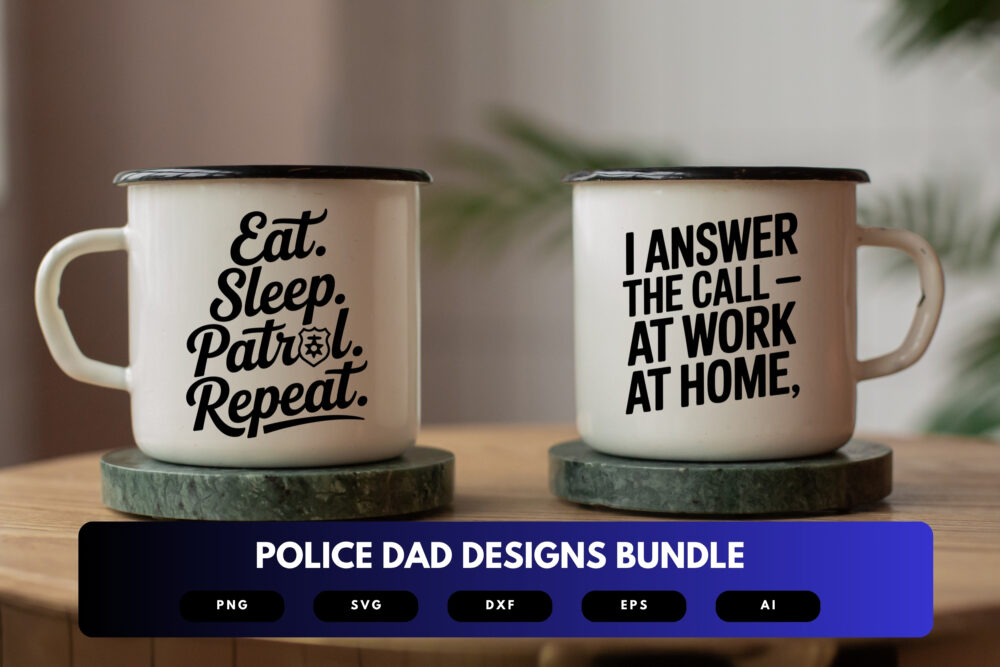 Police Dad SVG Bundle | Law Enforcement Clipart, Badge Silhouette Cut Files for Cricut & Sublimation - Image 7