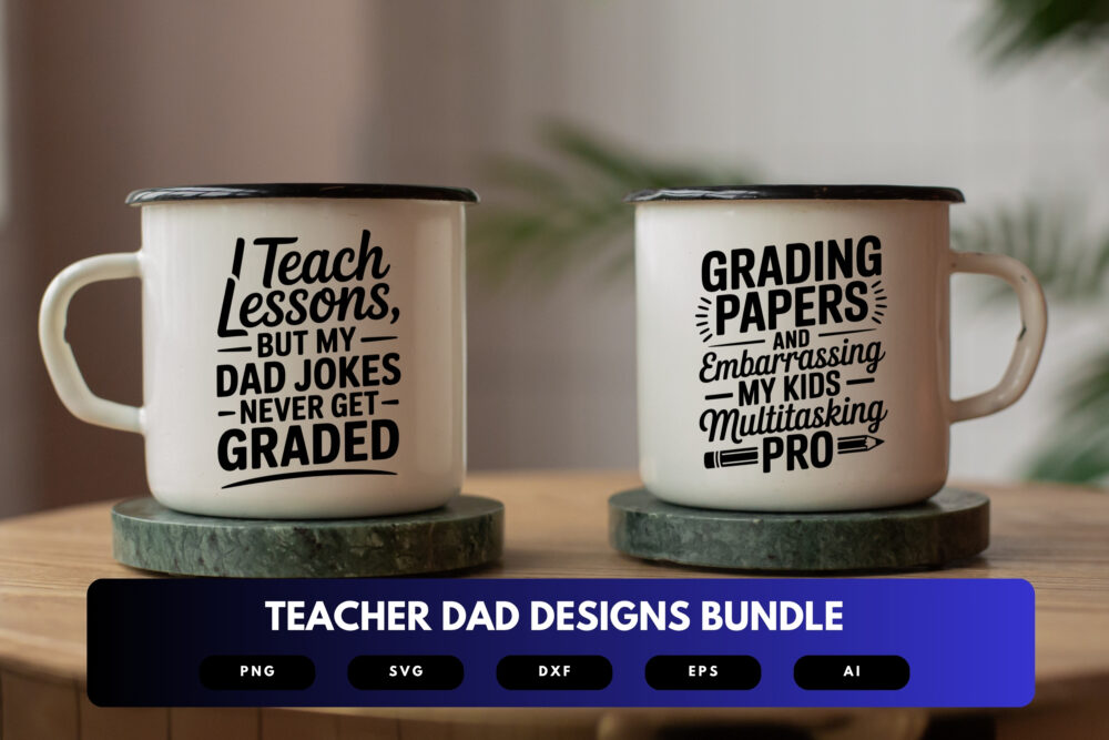 Teacher Dad SVG Bundle | Education Clipart, School Silhouette Cut Files for Cricut & Sublimation - Image 7