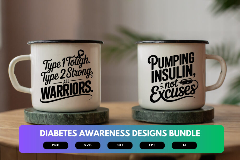 Diabetes Awareness SVG Bundle | Medical Ribbon Clipart, Diabetic Support Cut Files for Cricut & Sublimation - Image 7