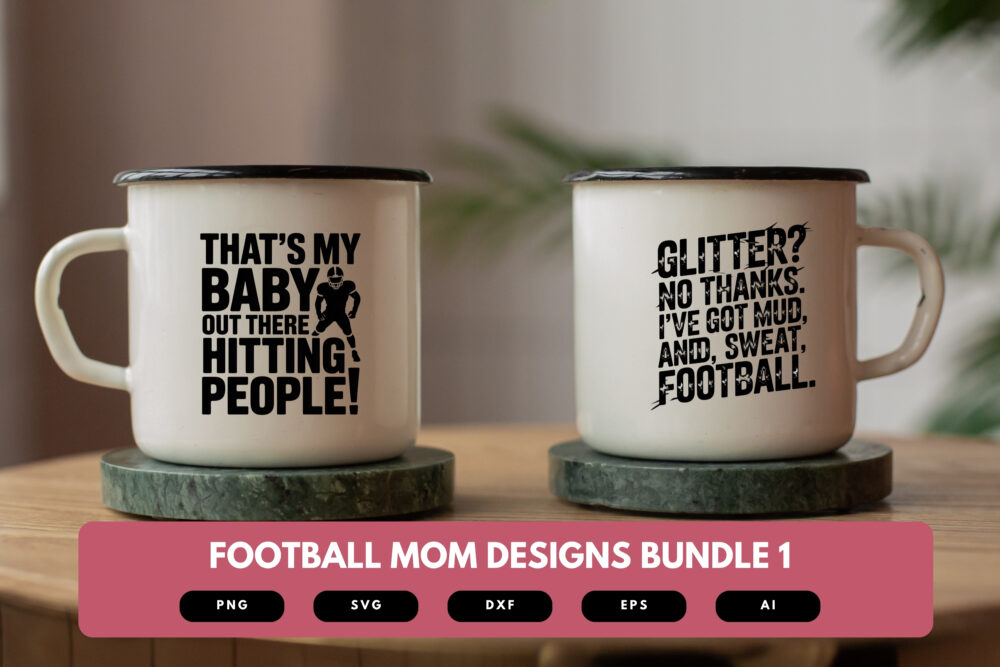 Football Mom SVG Bundle | Game Day Clipart, Sports Mom Silhouette Cut Files for Cricut & Sublimation - Image 6