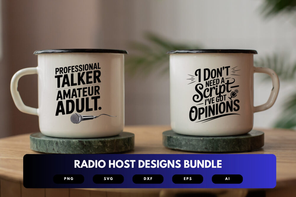 Radio Host SVG Bundle | Broadcasting Clipart, Podcast Silhouette Cut Files for Cricut & Sublimation - Image 7