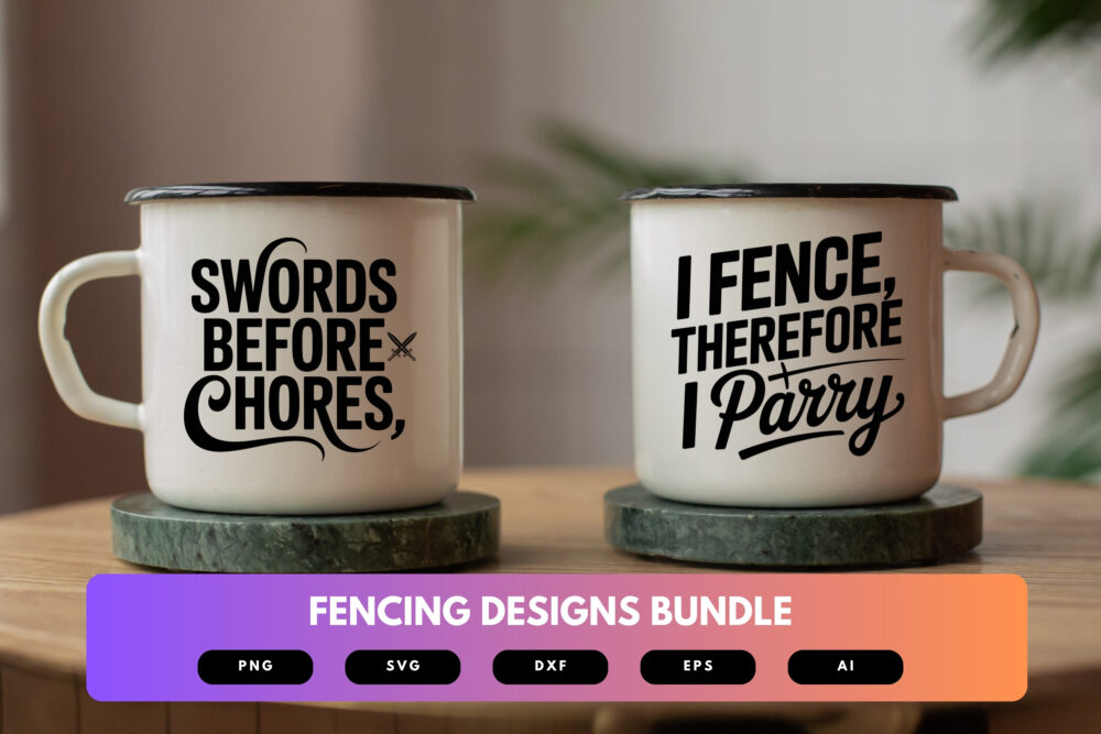 Fencing SVG Bundle | Sword Fighting Clipart , Fencer Silhouette Cut Files for Cricut & Sublimation - Image 7
