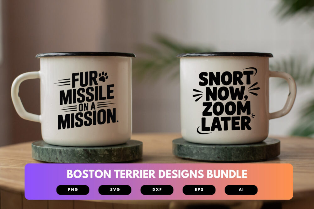 Boston Terrier SVG Bundle | Dog Clipart, Funny Pet Silhouette Cut Files for Cricut & Sublimation - Image 6